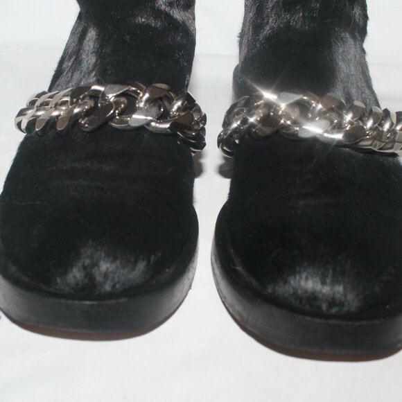 $1550 Givenchy Laura Black Calf Leather Silver Chain Boots Booties - Picture 4 of 9